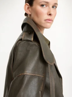 By Malene Birger Coats & Jackets^Beatrisse Leather Jacket Dark olive