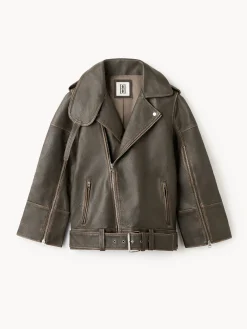 By Malene Birger Coats & Jackets^Beatrisse Leather Jacket Dark olive