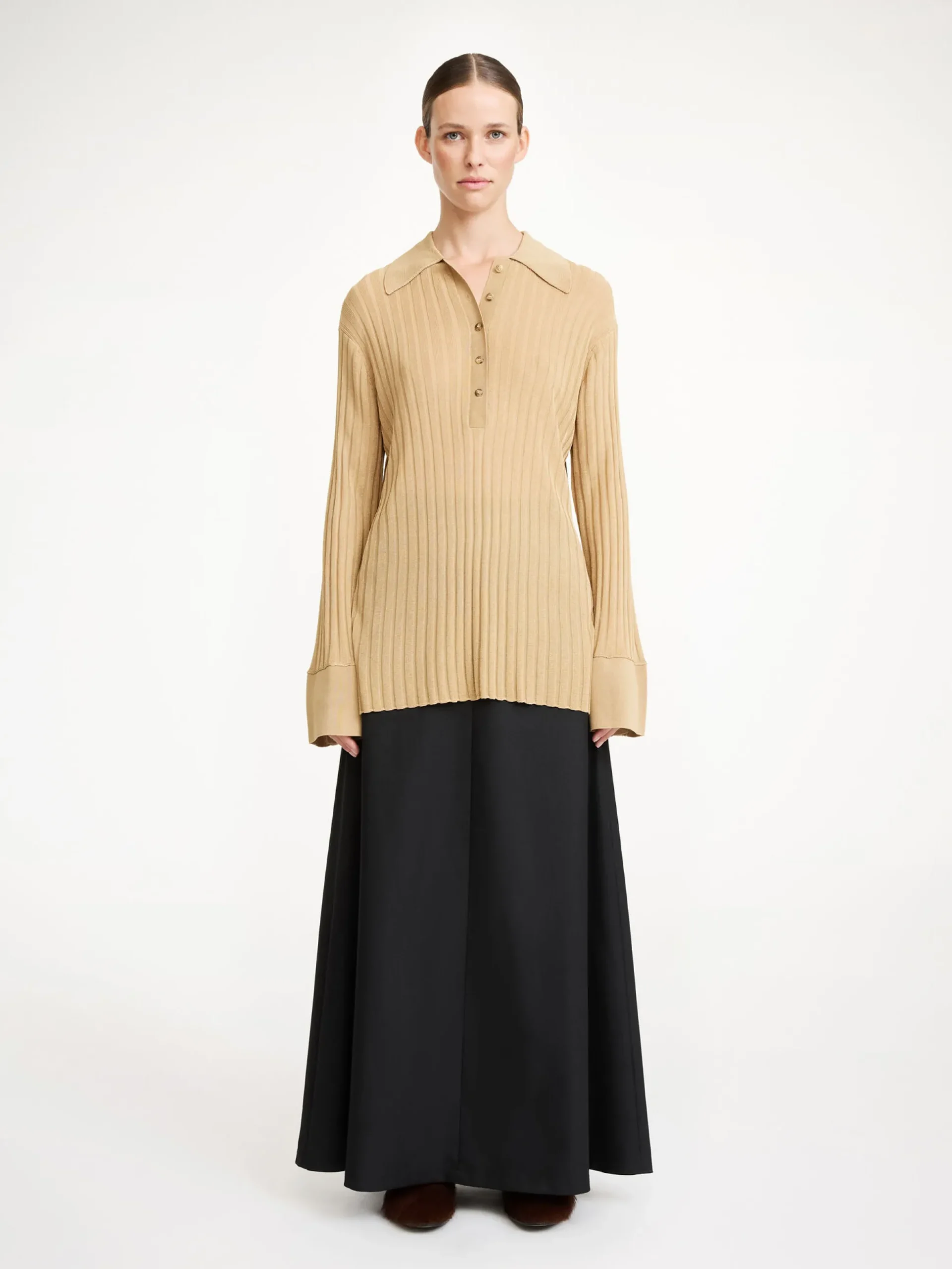 By Malene Birger Knitwear^Delphine Rib-knit Sweater Warm Sand