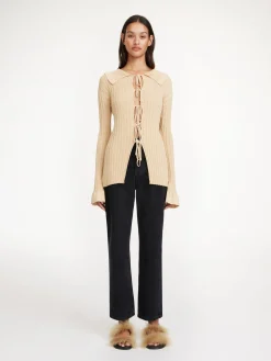 By Malene Birger Knitwear^Devora Rib-knit Cardigan Warm Sand