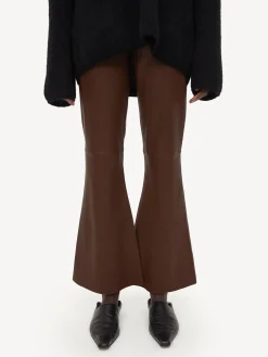 By Malene Birger Trousers^Evyline Cropped Leather Trousers Chestnut