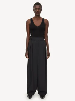 By Malene Birger Trousers^Piscali Mid-waist Trousers Black