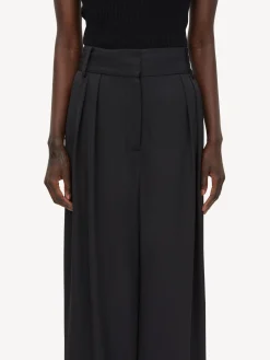 By Malene Birger Trousers^Piscali Mid-waist Trousers Black