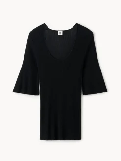 By Malene Birger Knitwear^Remona Ribbed-knit Top Black