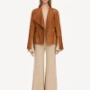 By Malene Birger Blazers^Selmas Cropped Leather Jacket Tobacco Brown